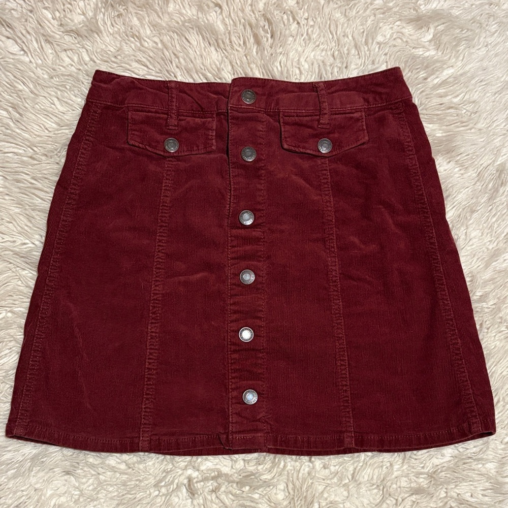 Corduroy Button-Front Skirt